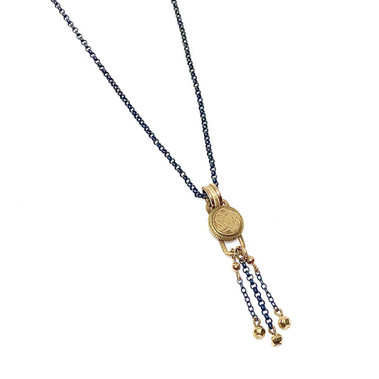 Intaglio Collection Mixed Metal Tassel Necklace