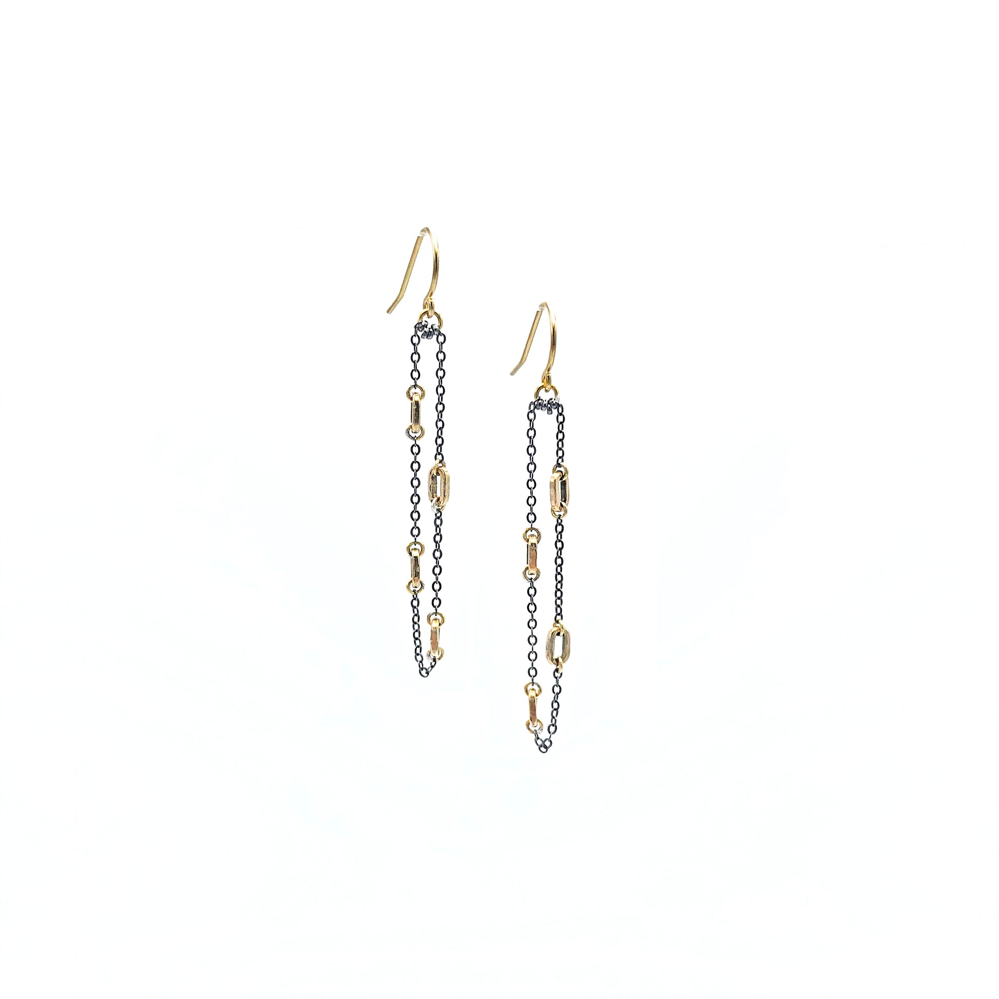 Intaglio Collection Mixed Metal Loop Chain + Link Earrings