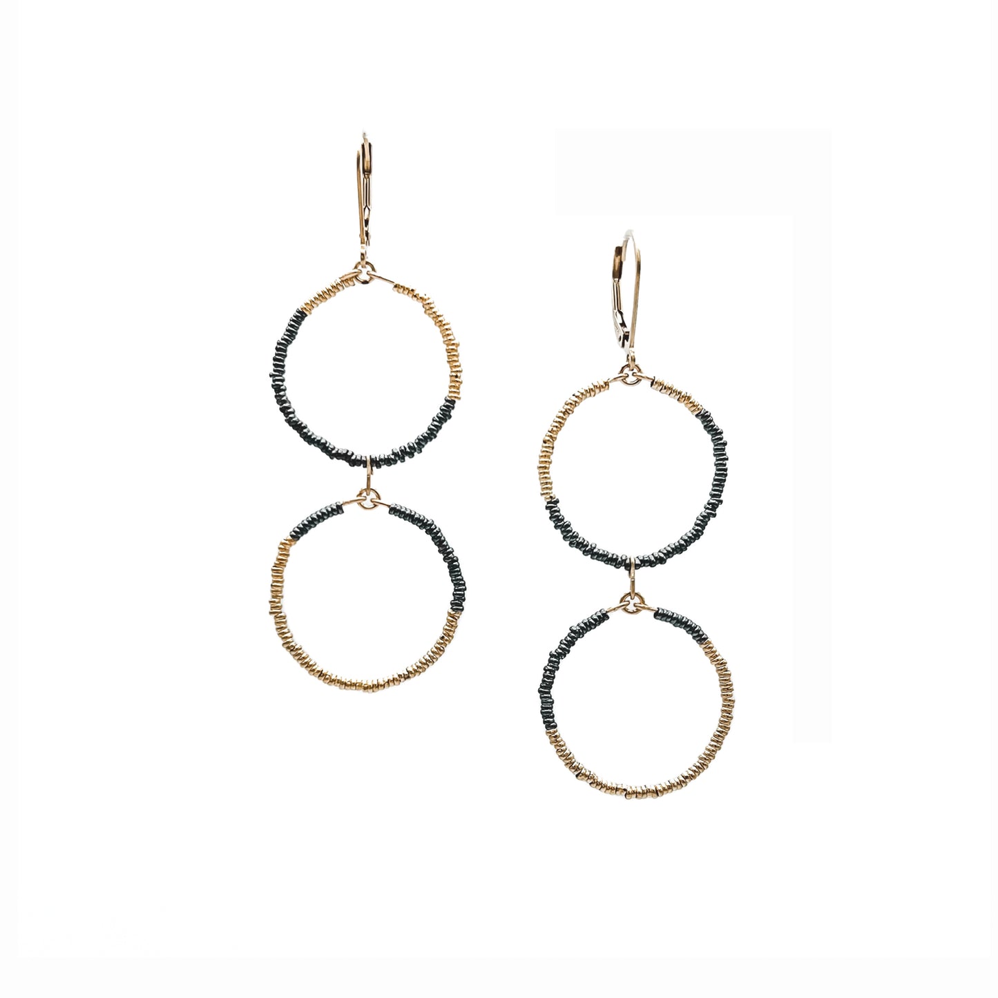 Black + Gold Chain Link Double Hoop Earrings