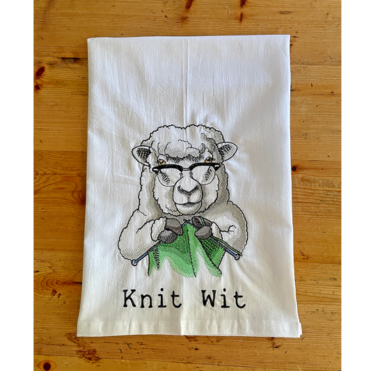 Knit Wit - Embroidered Flour Sack Kitchen Towel