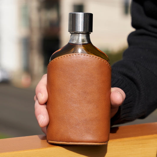 Leather-Wrapped Glass Flask