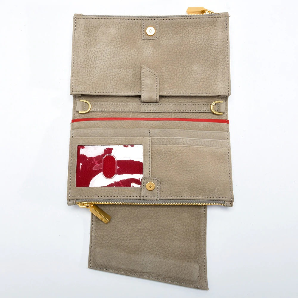 Hammitt Levy Crossbody Wallet Bag - Grey Natural/Brushed Gold