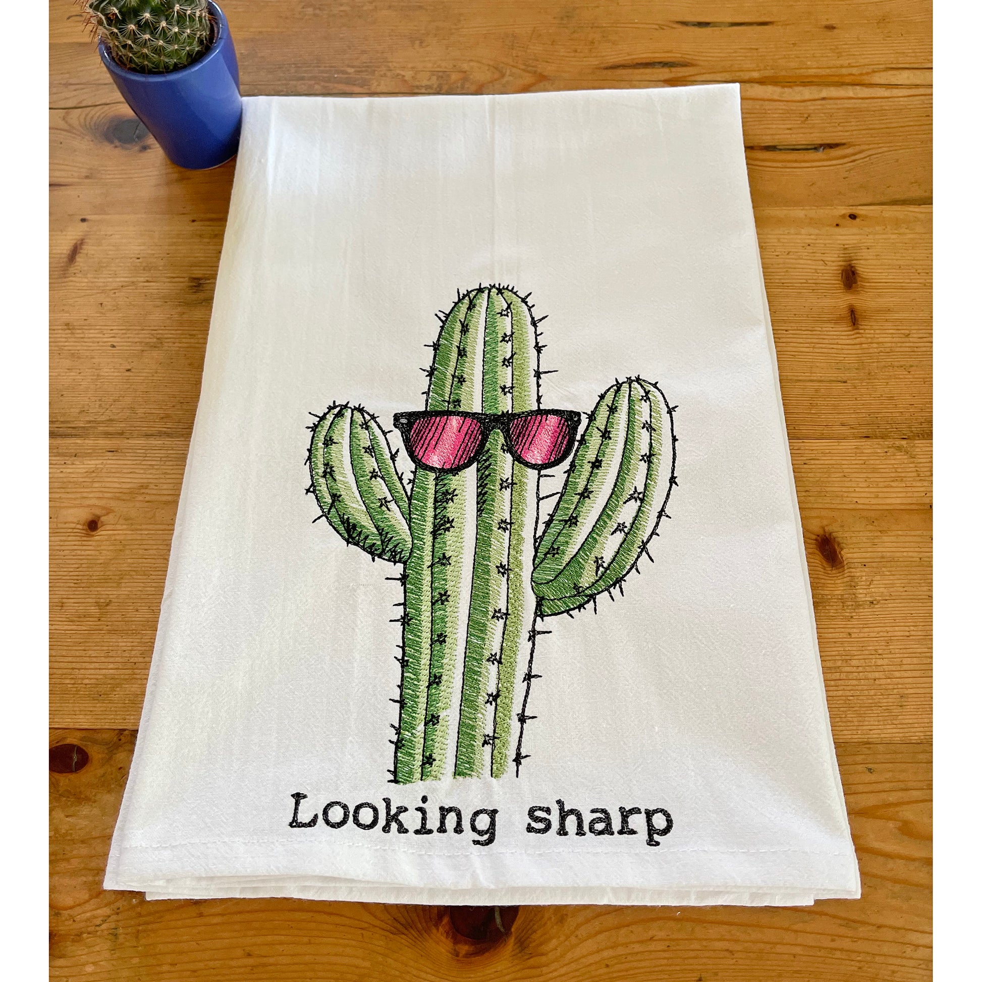 Looking Sharp Embroidered Flour Sack Kitchen Towel