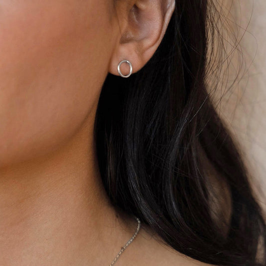 Sterling Silver Loop Stud Earrings