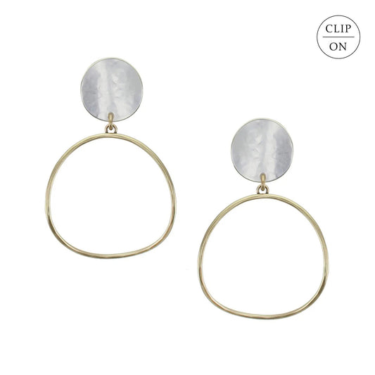 Curved Disc with Hammered Ring Clip-On Earrings