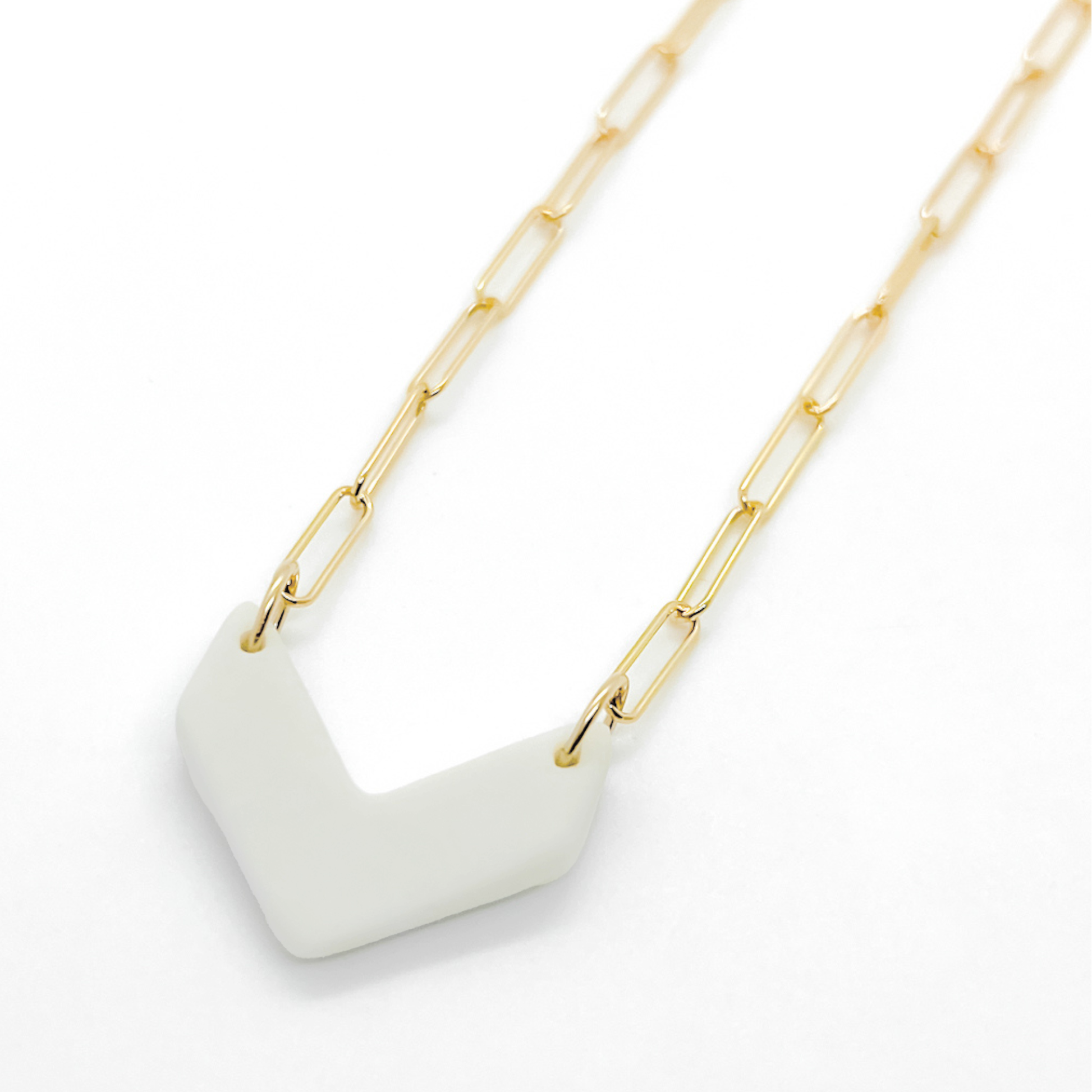 Chevron Pendant Necklace - White Porcelain