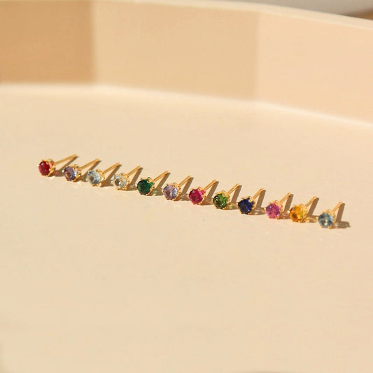 Birthstone Gemstone Stud Earrings (Select Month)