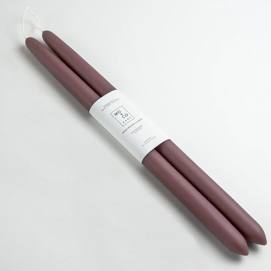 Hand-Dipped Beeswax 14" Taper Candles - Dusty Plum