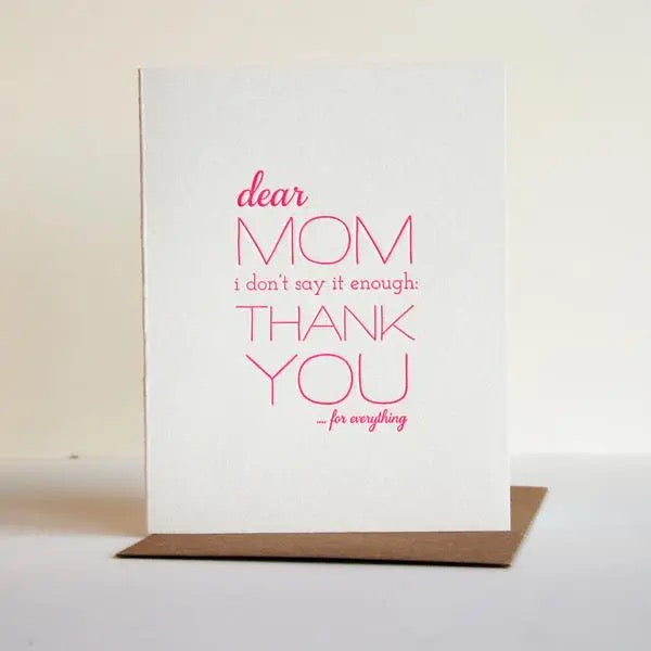 Mom, Thanks - Letterpress Card
