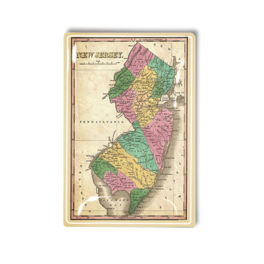 Glass Decoupage Tray - New Jersey Map