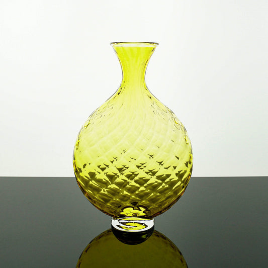 Optic Oval Bottle Glass Vase - Bright Olive