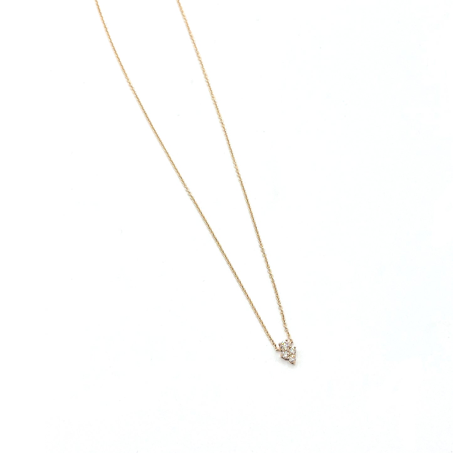 14k Gold + 4-Diamond Cluster Petite Pendant Necklace