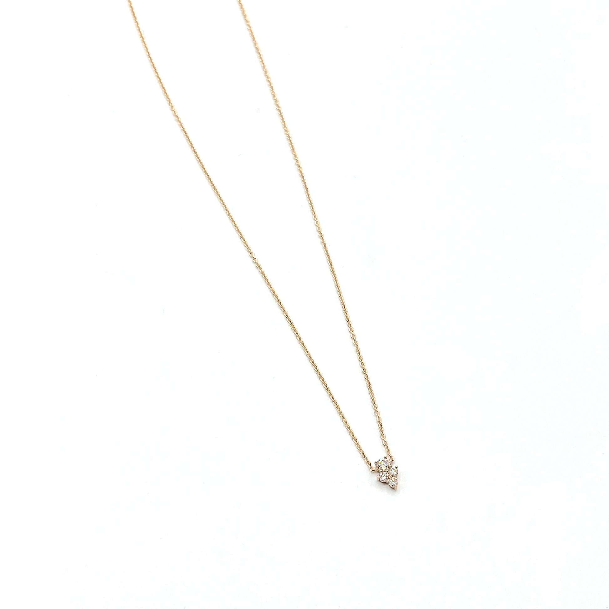14k Gold + 4-Diamond Cluster Petite Pendant Necklace
