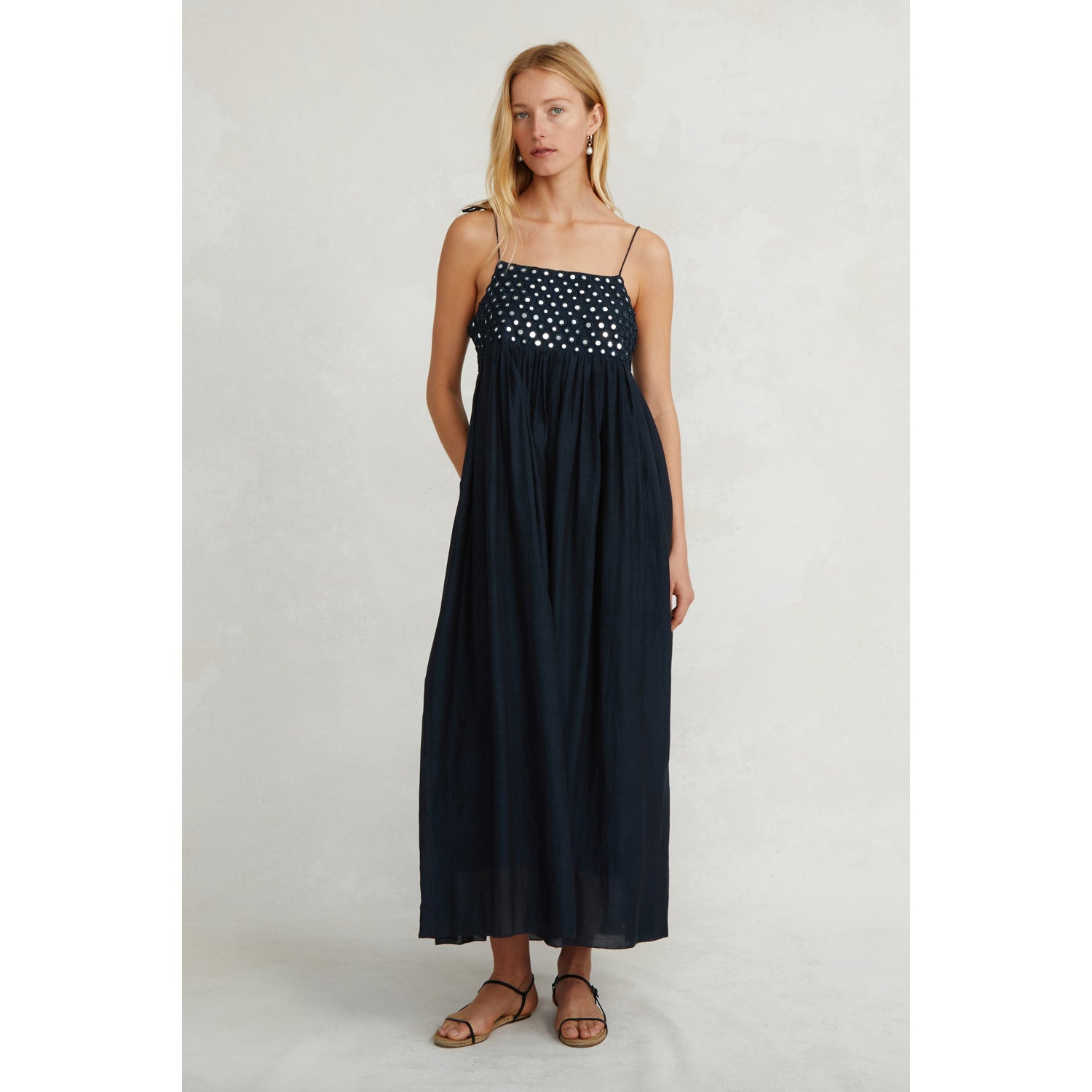 Sahara Dress - Navy with Mirror Sequin Accents