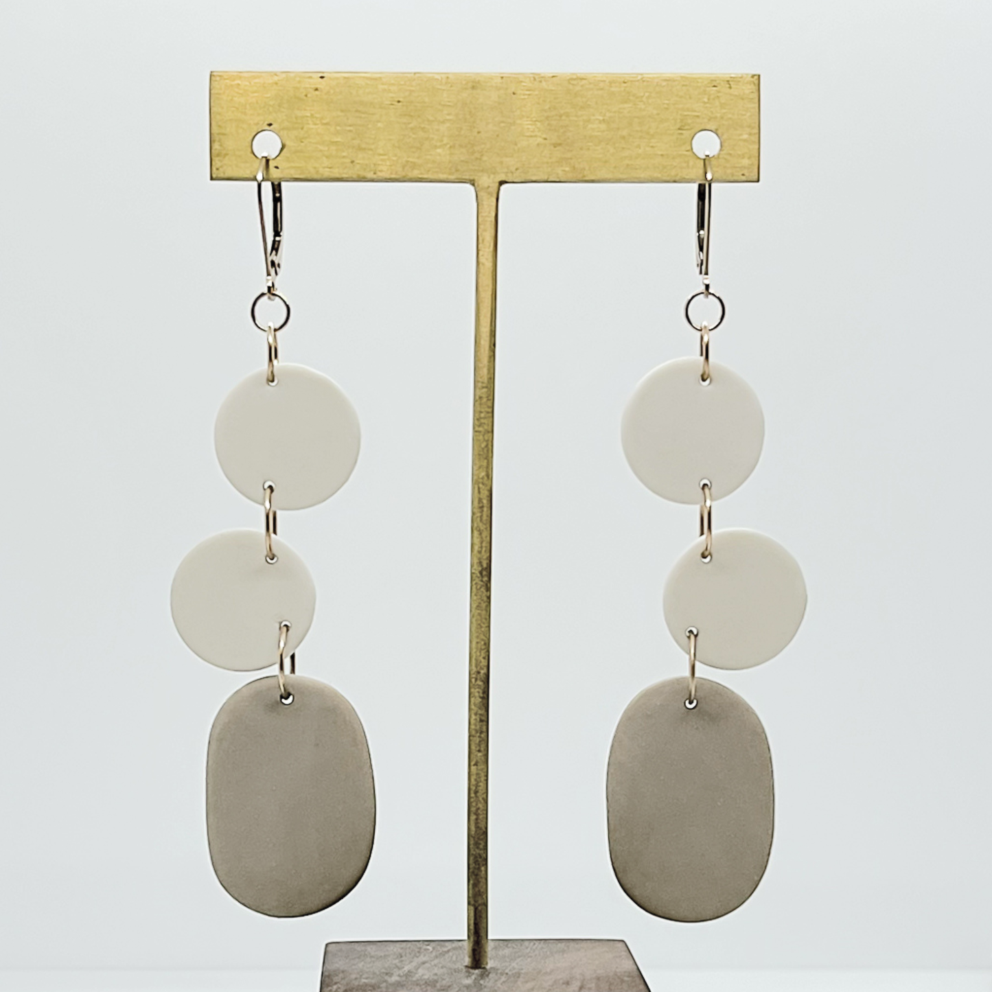 Pebble Dangle Earrings - White + Dune Porcelain