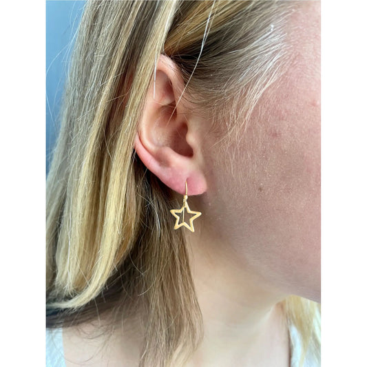 Small Open Stars Dangle Earrings