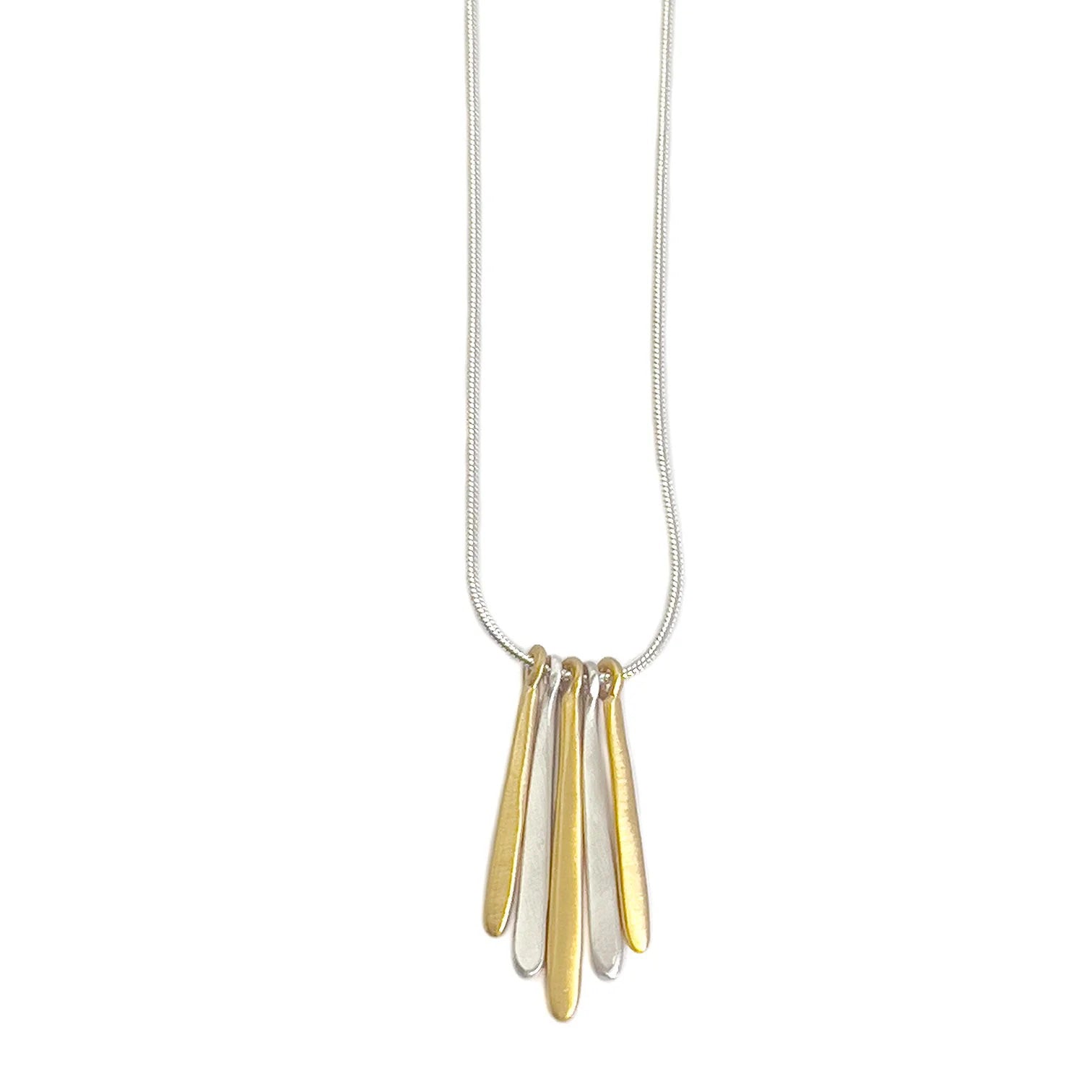 Mixed Metal Five Spike Pendant Necklace