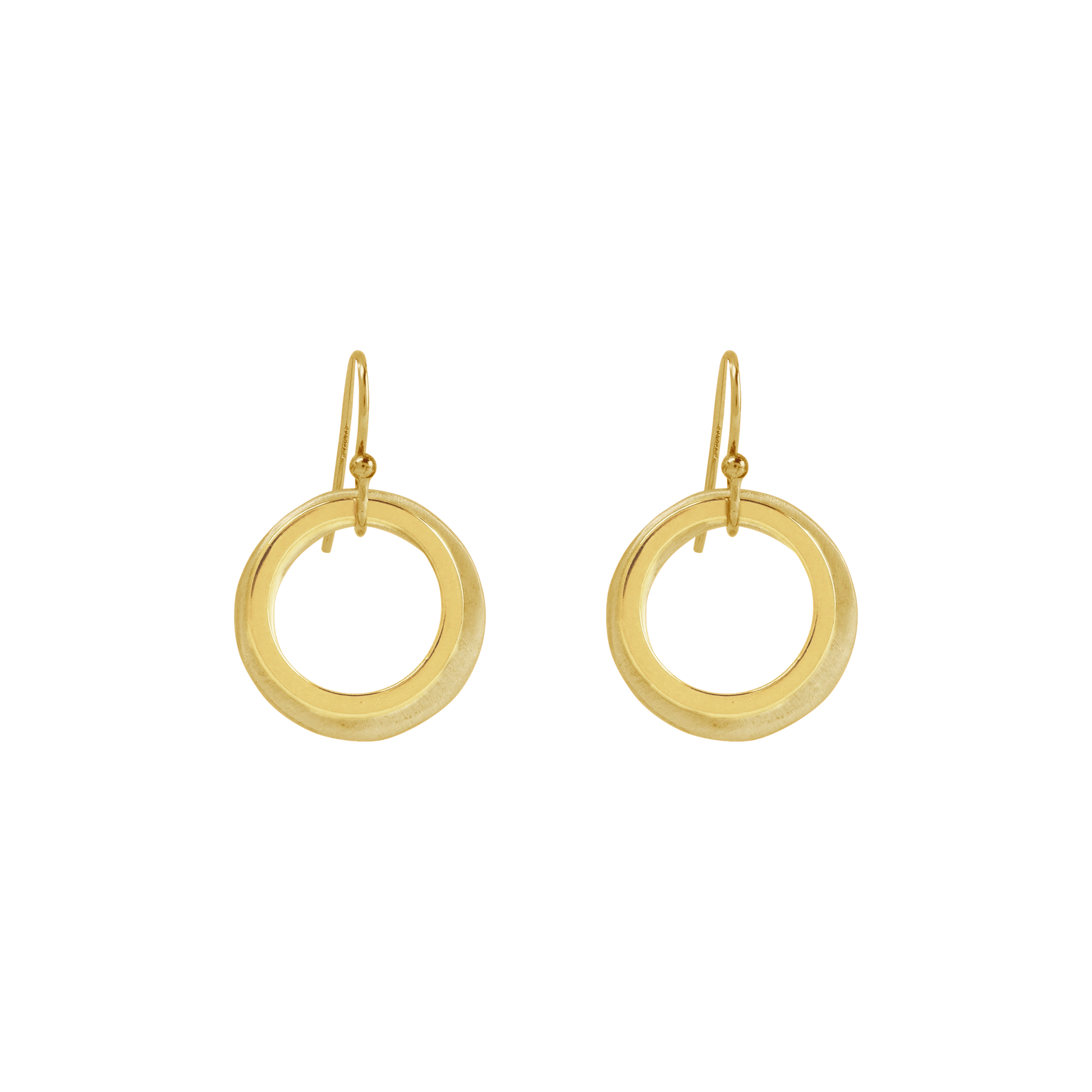 Double Open Circles Dangle Earrings - Gold