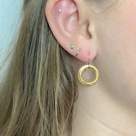 Double Open Circles Dangle Earrings - Gold