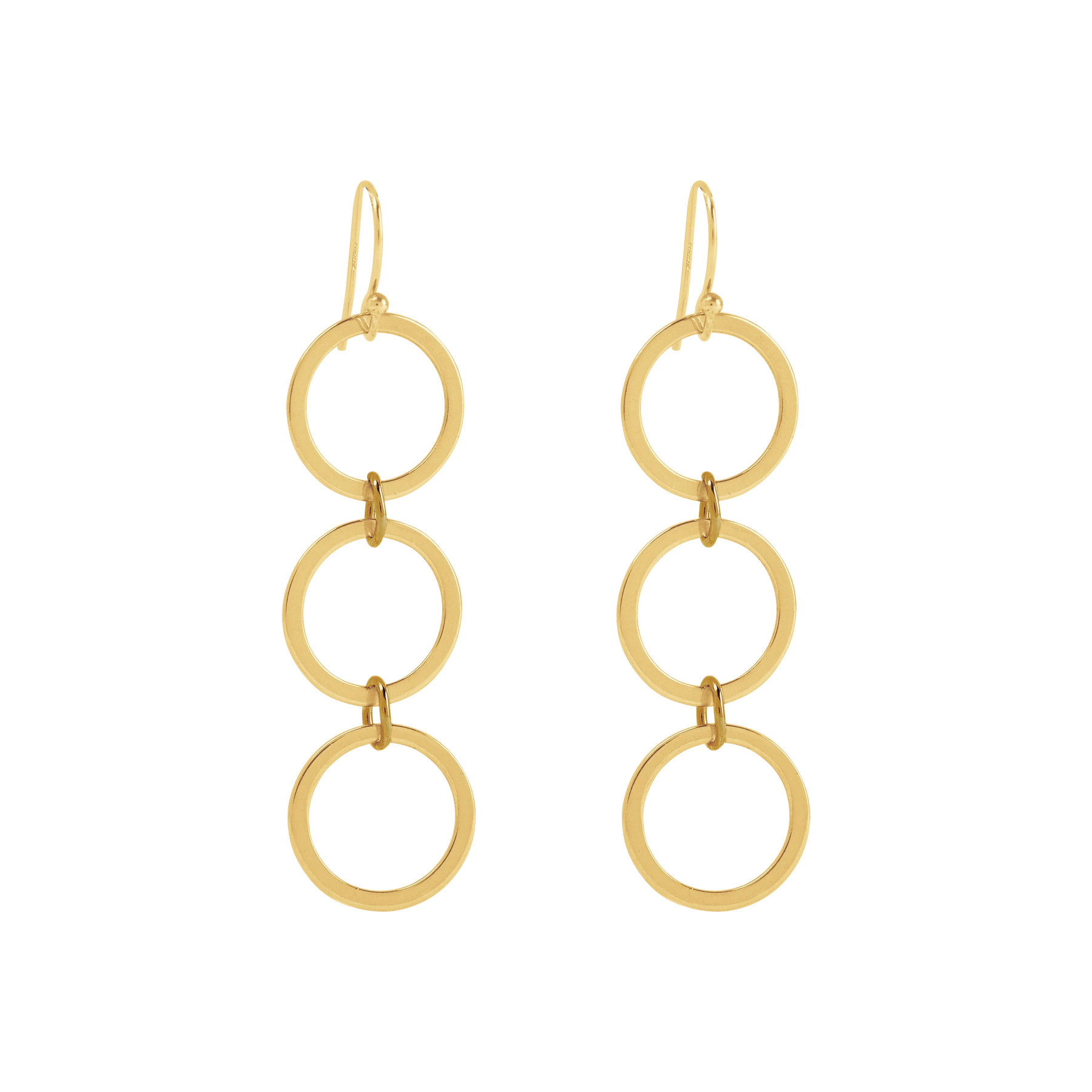 Open Circle Chain Earrings - Gold
