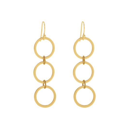 Open Circle Chain Earrings - Gold
