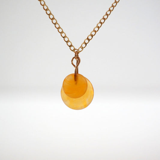 Gold Fill + Glass 'Piet Double' Pendant Necklace - Sienna Transparent