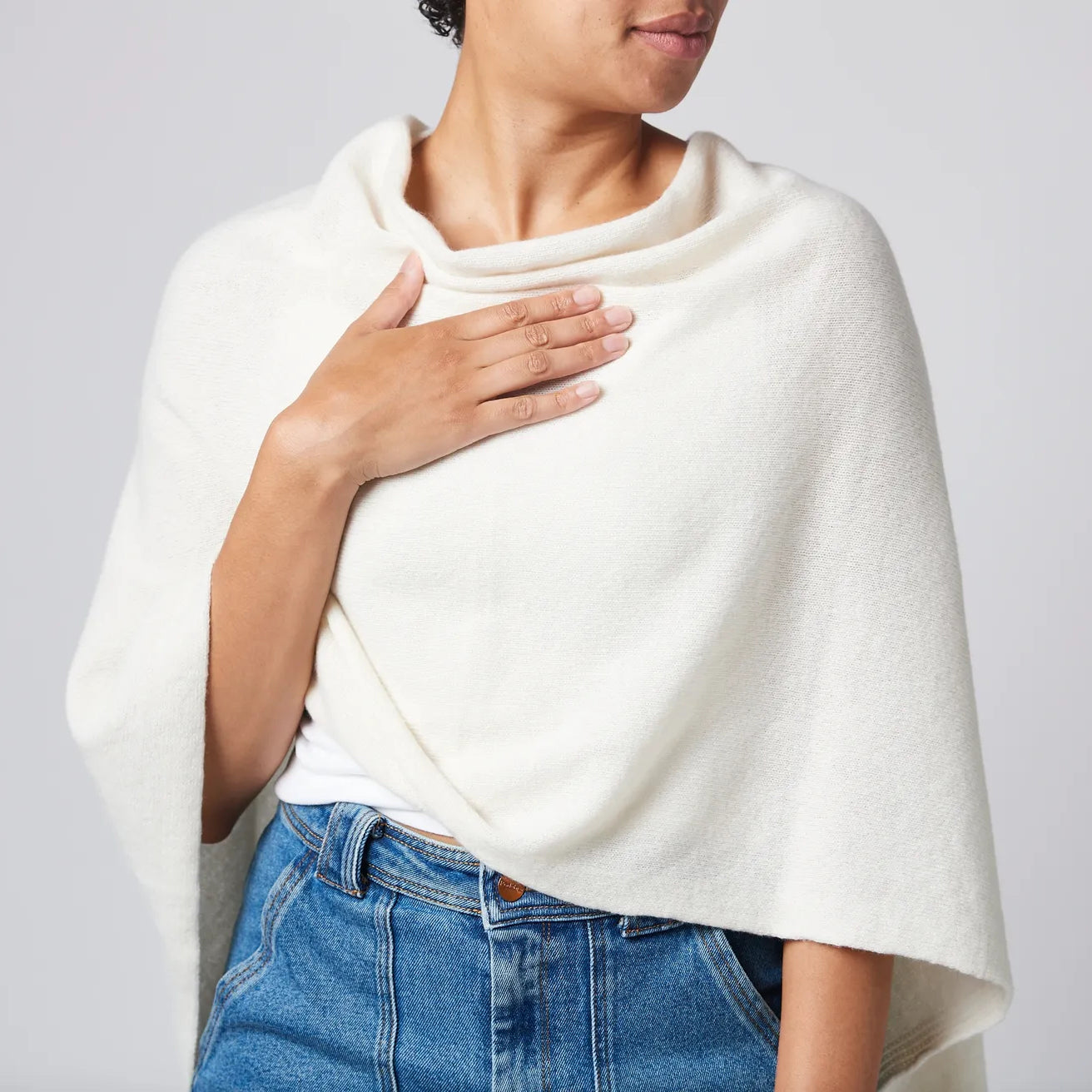 Cashmere Blend Asymmetrical Poncho (Select Color)