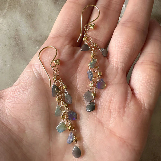 Australian Opal Drop Cluster Earrings