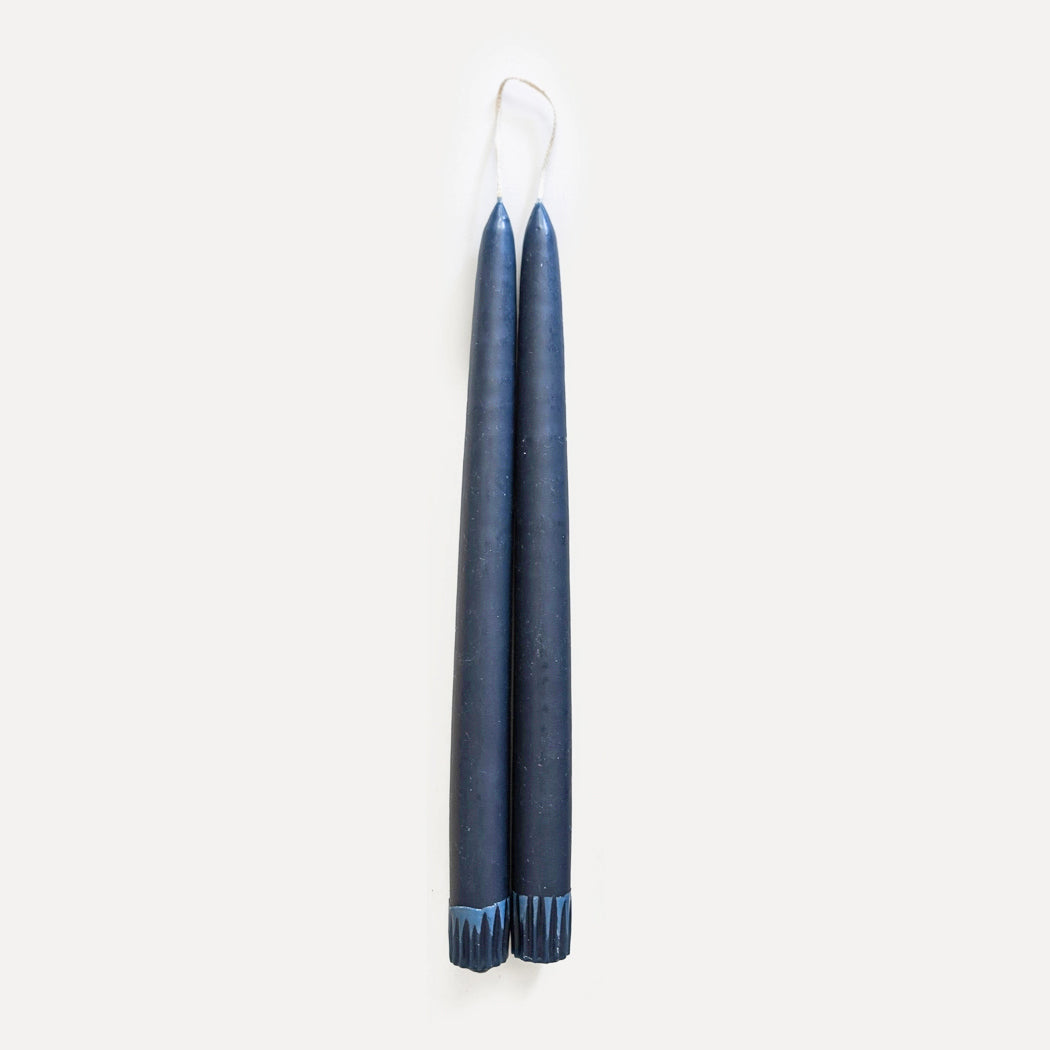 Hand-Dipped 14-inch Taper Candles - Slate Blue