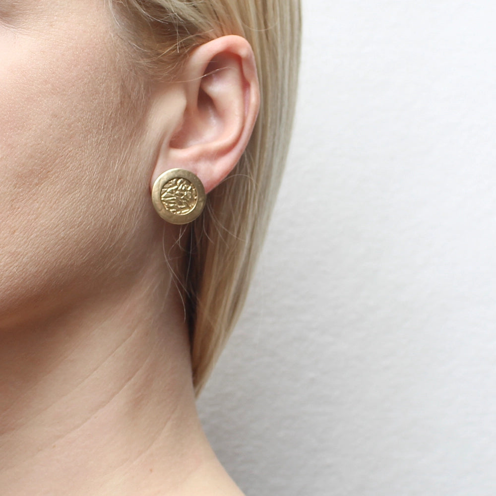 Small Circular Frame with Crinkle Center Clip-On Earrings