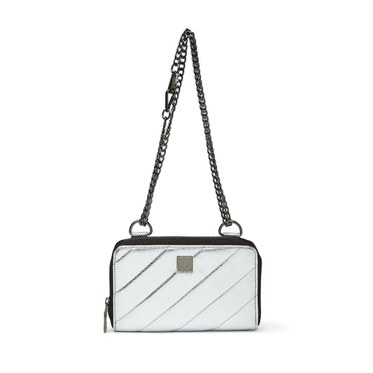The Starlet Crossbody Wallet Bag - Luxe Crackled Silver
