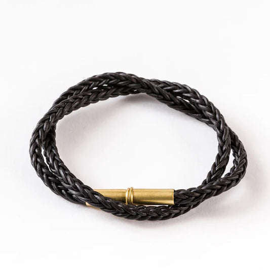 Flint Braided Leather Bracelet - Black