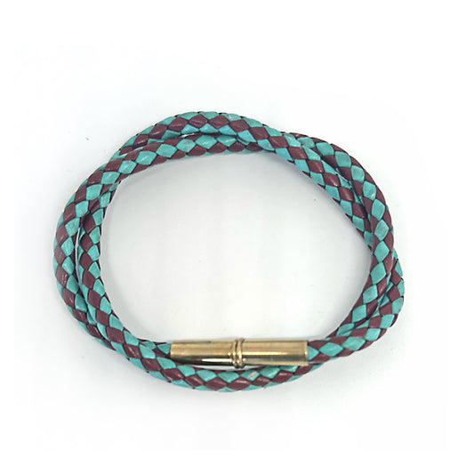 Flint Braided Leather Bracelet - Turquoise/Brown Bolo