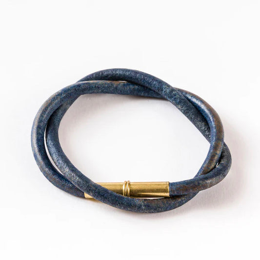 Flint Leather Bracelet - Indigo