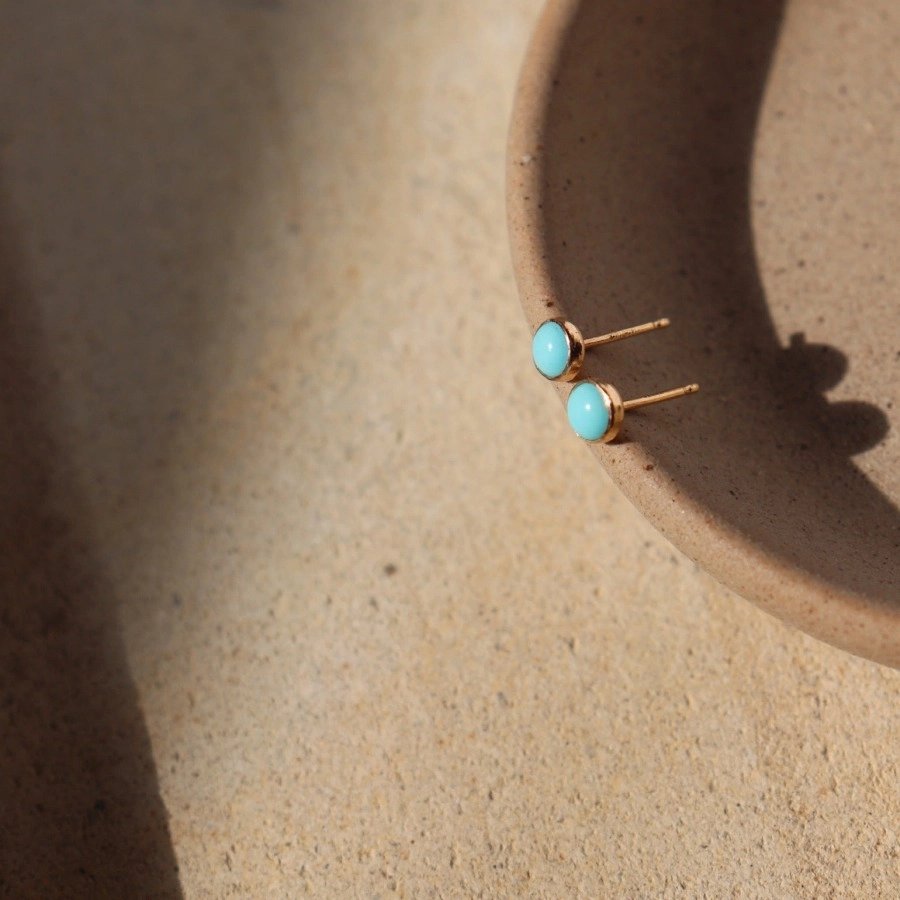 Gold Filled Turquoise Stud Earrings