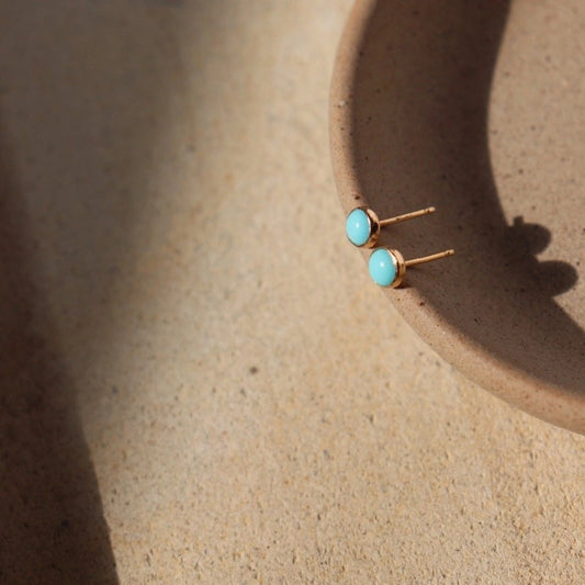 Gold Filled Turquoise Stud Earrings