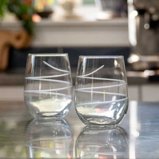 Engraved Twist Stemless Wine Glass - Set of 2