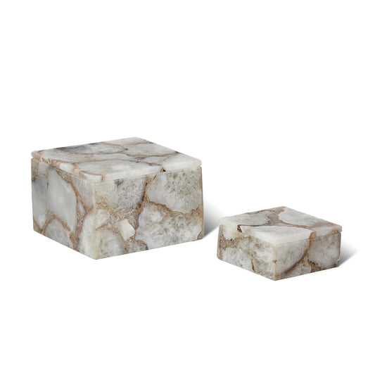White Agate Composite Square Box (Select Size)