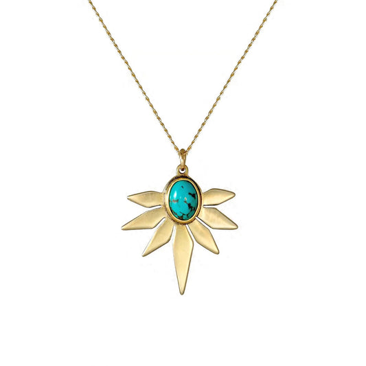 Brass + Turquoise 'Zuri' Pendant Necklace