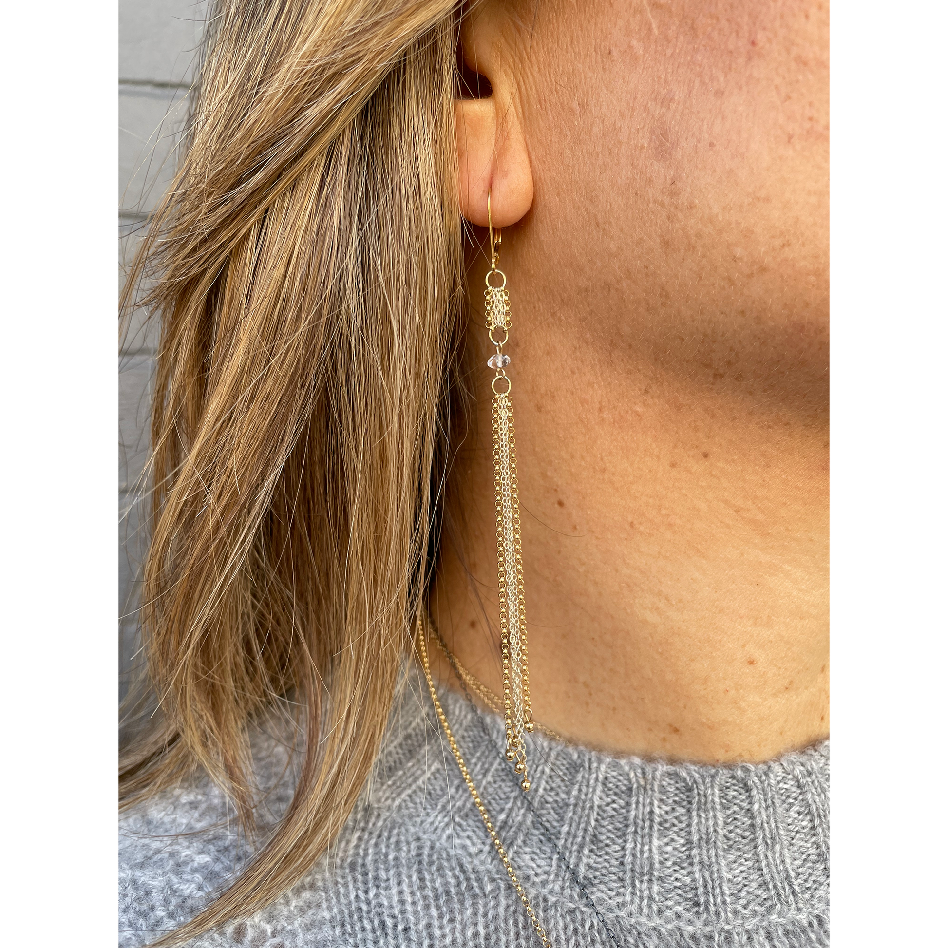Tassel Gold plated drop handmade long chain earrings at ?1250 | Azilaa