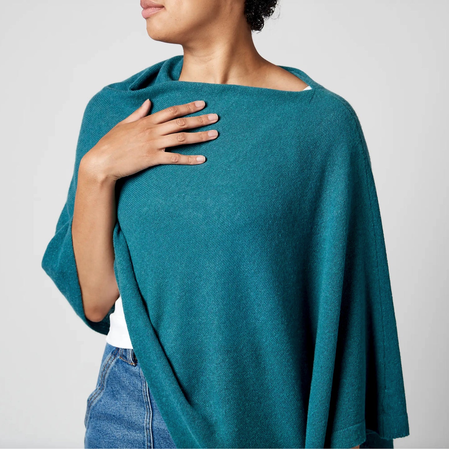 Cashmere Blend Asymmetrical Poncho (Select Color)