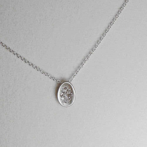 Sterling Silver + Diamond 'Pave Egg' Pendant Necklace